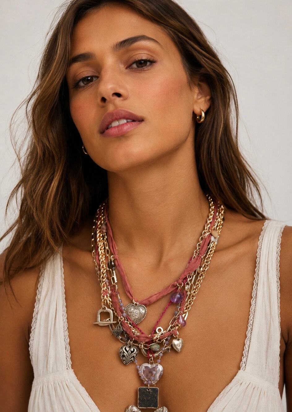 Free People Layered Charm Ribbon Necklace – | MSRP $58